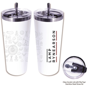 22oz Memphis Vacuum Insulated Dual Use Tumbler With Flip Top Lid & Stainless Steel Straw 