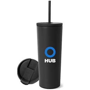 24 oz Insulated Tumbler with 2 lids and straw 
