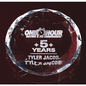 3-1/8"D Optic Crystal Round Paperweight 