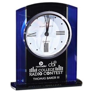 5.25"X6.25" Black and Blue Glass Clock 