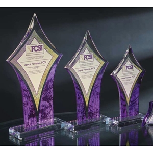Colored/Clear Diamond Acrylic Trophy (3 sizes & 4 colors) 