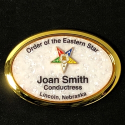 Mother of Pearl name badge with Eastern Star Emblem 