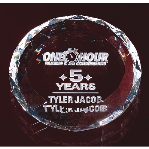 3-1/8"D Optic Crystal Round Paperweight 