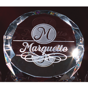 3"H Optic Crystal Paperweight - Faceted with Slant front 