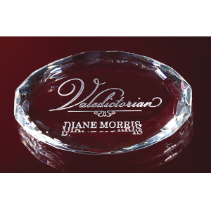4.5"W Optic Crystal Elipse Paperweight 