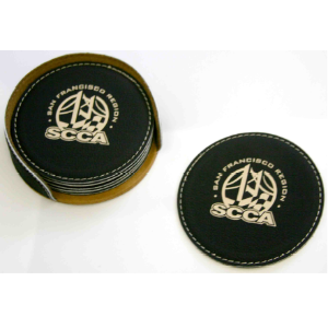6 Piece Leatherette Coaster Set 