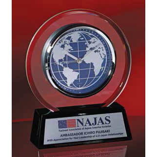 7.25"x8.75" World Face Glass Clock 