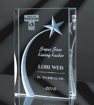 7" Acrylic Block with Carved 3D Shooting Star 
