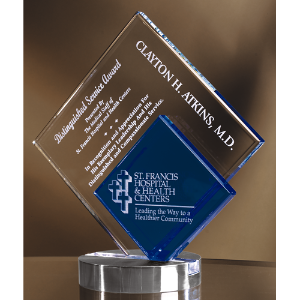 8" Blue Diamond / Clear Crystal Award 