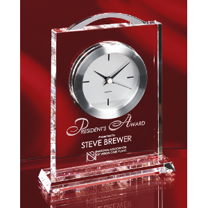 8" Crystal Clock - Silver Accents 