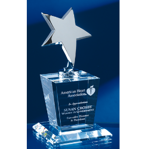 8" Optic Crystal Base w/ Silver Star 