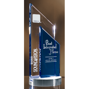 9 1/2" Blue Tower / Clear Crystal on Silver Base 