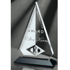 9" Acrylic Triangle on Ebony Wood Base 