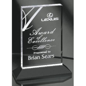 Acrylic Rectangle on Ebony Wood Base 3" x 5" 