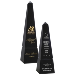 Black Marble Grooved Obelisk (2 Sizes) 