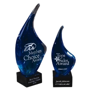 Blue Teardrop on Black Base (Two Sizes) 