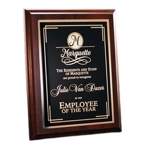 Cherry-Finish Plaque With Plate 