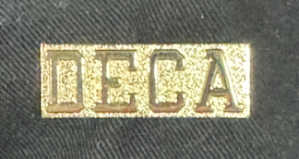 DECA letter jacket chenille pin 