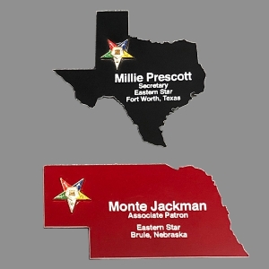 Eastern Star State Shaped Name Badge 