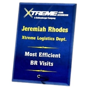 Economy Blue Glass Standing Plaque 