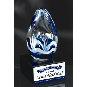 Egg Art Glass - Blue/White 