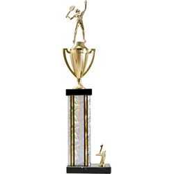 Rectangle Column Trophy With Cup 