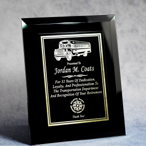 Executive Black Mirrored Glass Plaque With Plate 