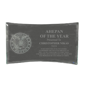 AHEPA Glass - Crystal Curve, Etch 