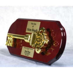 Gold Key Mounted On Rosewood Plaque 