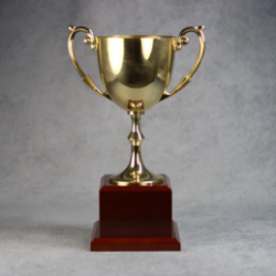Gold Metal Cup On Rosewood Base 