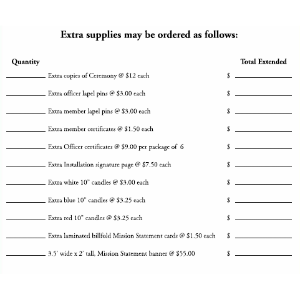 Installation Ceremony Package Extras 