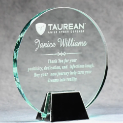 Jade Glass Circle With Chrome Stand 