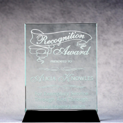 Glass Plaque On Black Piano Base 