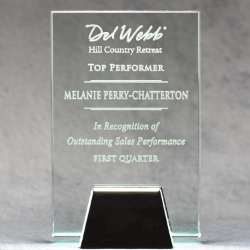 Jade Glass Plaque With Chrome Stand 