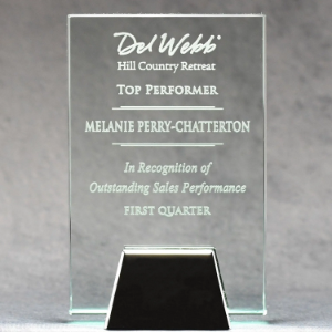 Jade Glass Plaque With Chrome Stand 