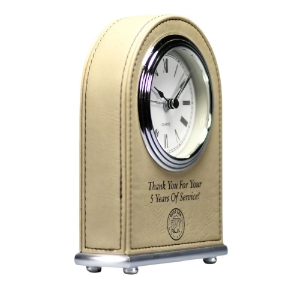 Laserable Leatherette Arch Desk Clock 