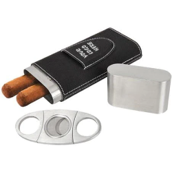 Leatherette Cigar Case With Cutter 