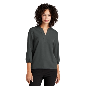 MERCER+METTLE™ Womens Stretch Crepe 3/4-Sleeve Blouse 