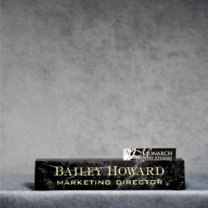 Marble Desk Wedge With Business Card Holder 