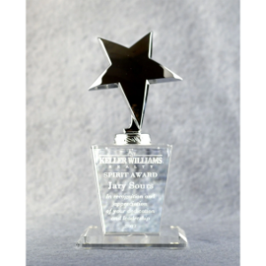Optic Crystal Base With Silver Metal Star 