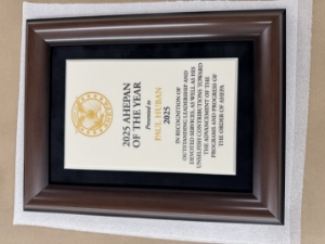 Plaque - AHEPAN of the Year, Framed, Corian 