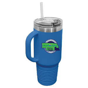 Polar Camel 40 oz. Royal Blue Travel Mug with Handle, Straw Included 