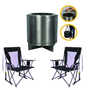 Portable Fire Pit with (2) GCI Outdoor Comfort Pro Rocker Chairs 