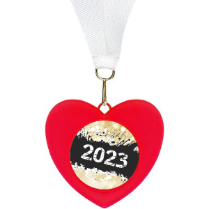 Red 3D Cast Heart Medal 