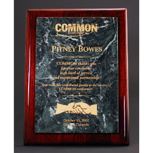 Rosewood Piano Finish Plaque With Green Marble Panel 