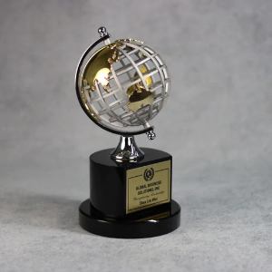 Silver And Gold Globe On Black Base 