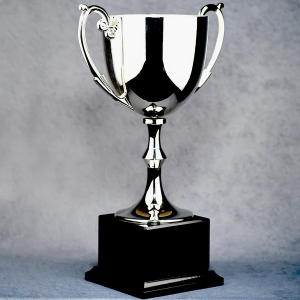 Silver Metal Cup On Black Marble Base 