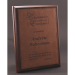 Simulated Walnut Plaque With Dark Brown Lasered Leatherette Plate - AAA - Simulated Walnut Plaque With Dark Brown Lasered Leatherette Plate