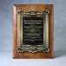 Solid Black Walnut Plaque With Cast Antique Gold Metal Scroll Frame - AAA - Solid Black Walnut Plaque With Cast Antique Gold Metal Scroll Frame