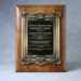 Solid Black Walnut Plaque With Cast Antique Gold Metal Scroll Frame - AAA - Solid Black Walnut Plaque With Cast Antique Gold Metal Scroll Frame